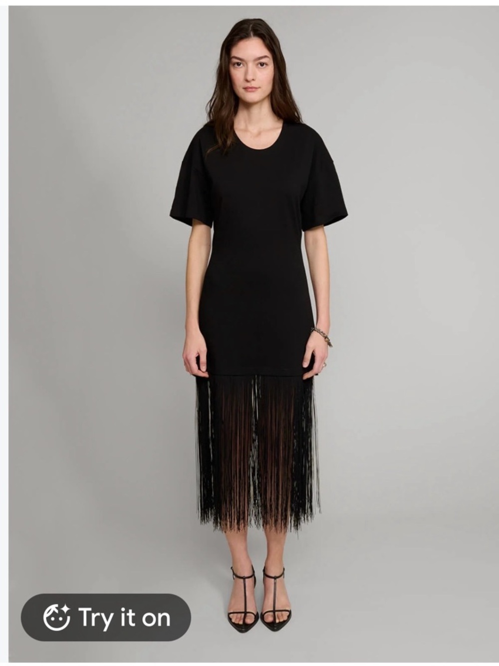 Pixie Market Black Fringe Hem Midi Dress
